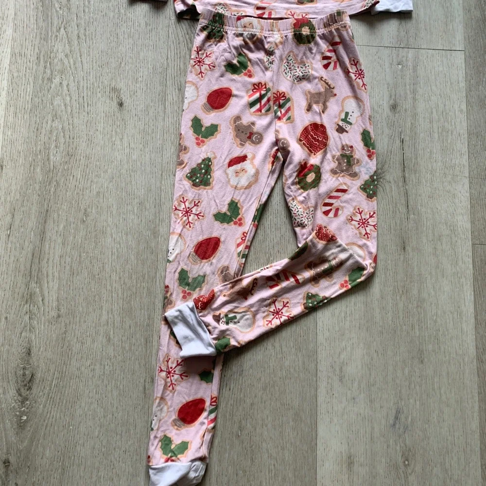 Caden Lane Cookie Cuddles Pink Christmas Bamboo Pajama‎ Set - Girls Size 7/8